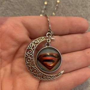 Superman crescent moon necklace